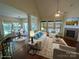 Inviting living room featuring hardwood floors, fireplace, and open access to dining area at 8830 Beaver Creek Dr, Charlotte, NC 28269