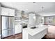 Modern kitchen featuring a large island, stainless steel appliances, and tiled backsplash at 111 W Poindexter Dr, Charlotte, NC 28203