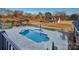 Aerial view showcasing a backyard pool, outdoor living space, and sprawling lawn at 3200 Beaty Rd, Gastonia, NC 28056