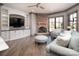 Cozy living room with a brick fireplace, built-in shelving, and comfortable seating at 3200 Beaty Rd, Gastonia, NC 28056