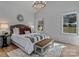Bright bedroom with natural light, a decorative chandelier, and hardwood floors at 3324 Flamingo Ave, Charlotte, NC 28205