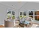 Bright living room features large windows, vaulted ceilings, hardwood floors, and a comfortable seating area at 3328 Flamingo Ave, Charlotte, NC 28205