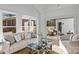 Inviting living area boasts natural light, a modern glass coffee table, and seamless access to the outdoor deck at 3328 Flamingo Ave, Charlotte, NC 28205