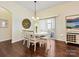 Cozy dining room with a round table, chandelier lighting, and sliding glass doors for natural light at 5059 Saint Clair St, Fort Mill, SC 29715