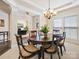 A view of the dining room showcasing the chandelier, access to the office, and the bright space at 5059 Saint Clair St, Fort Mill, SC 29715