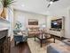 Relaxing living room featuring a fireplace, built-in media center, and plenty of seating at 5059 Saint Clair St, Fort Mill, SC 29715