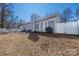 Spacious backyard with patio area and a white privacy fence, ideal for outdoor living at 5616 Ebley Ln, Charlotte, NC 28227