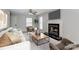Cozy living room with a fireplace, plush seating, and a modern coffee table, perfect for relaxing and entertaining at 7815 Ambleside Dr, Charlotte, NC 28216