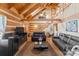 Cozy living room with wooden beams, log walls, and comfortable seating at 1620 London Rd, Mooresville, NC 28115