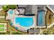 Aerial shot of a large community pool with indoor pool, hot tub, and ample seating at 17436 Langston Dr, Charlotte, NC 28278