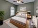 Cozy staged bedroom featuring a large window and neutral decor at 3865 Granite St, Terrell, NC 28682