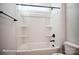 This bathroom features a pristine, modern shower-tub combo at 4009 Grace Pointe Dr # 101, Indian Trail, NC 28079
