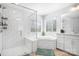 Bathroom featuring a soaking tub, glass shower, and white subway tile at 835 Yucatan Dr, Waxhaw, NC 28173