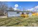 Back exterior view of a white home with a wooden deck and ample yard space at 5015 Forestmont Dr, Matthews, NC 28105