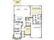 An open-concept floor plan featuring a kitchen, dining area, bedrooms, and a two-car garage at 7153 Chamberlain Dr, Harrisburg, NC 28075