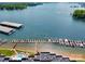 Breathtaking aerial view highlighting the community's prime waterfront location with private docks at 7831 Spinnaker Bay Dr # 106, Sherrills Ford, NC 28673