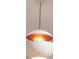 Contemporary pendant light fixture with white exterior and orange interior at 101 N Cove Key Ln, Mooresville, NC 28117