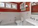 A charming bathroom features a black and white tile floor, and classic fixtures at 10209 New Town Rd, Marvin, NC 28173