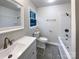 Updated bathroom with modern fixtures, sleek vanity, and a shower-tub combination at 1429 Alexander Rd, Rock Hill, SC 29732