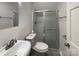 Modern bathroom featuring a glass enclosed shower, sleek fixtures, and a stylish vanity at 1429 Alexander Rd, Rock Hill, SC 29732