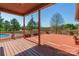 An expansive wooden deck is perfect for outdoor entertaining and relaxation with room for seating at 1847 Bertha Knight Rd, Lancaster, SC 29720