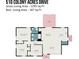 Detailed floor plan of a home featuring a primary bedroom, living room, kitchen, and deck at 510 Colony Acres Dr, Charlotte, NC 28217