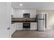 Well-equipped kitchen with new appliances, white cabinetry, and a subway tile backsplash at 515 Culloden Ct, Charlotte, NC 28214