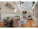 Living room featuring high ceilings, fireplace, and lots of natural light at 105 Elizabeth Brook Dr, Davidson, NC 28036