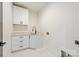 New laundry room with granite countertops, white cabinets, and matte black hardware at 2013 South St, Charlotte, NC 28208
