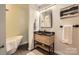 Modern bathroom featuring a freestanding tub, sleek vanity, and contemporary fixtures at 210 N Church St # 1507, Charlotte, NC 28202