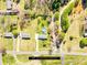 Aerial view of the property showcasing the home's layout, lot boundaries, surrounding greenery, and location near a quiet road at 590 County Line Rd, Stony Point, NC 28678