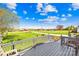 Expansive lawn with a view of the surrounding countryside from the backyard deck at 590 County Line Rd, Stony Point, NC 28678