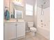 Bathroom featuring a shower-tub, tile floors, and a vanity with sink at 1309 Afternoon Sun Rd, Matthews, NC 28104