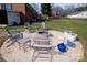 Backyard fire pit area with Adirondack chairs, great for outdoor relaxation and entertaining at 2704 Silvers Ln, Albemarle, NC 28001