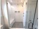 A clear glass shower with bench, rain shower head, and subway tiles in a bathroom at 29069 Low Country Ln # 602, Lancaster, SC 29720
