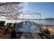 Picturesque dock extending into the tranquil lake water, surrounded by lush greenery at 340 Topsail Rd, Salisbury, NC 28146
