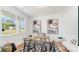 Bright office space with two art pieces on the walls, a desk and a patterned rug in front of a large window at 4046 Jenison Valley Ct, Charlotte, NC 28214