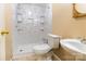 Bathroom featuring tiled walk-in shower and sink at 5212 Old Concord Rd, Salisbury, NC 28146