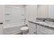 Bathroom featuring a bathtub and shower combination, toilet, and vanity with a granite countertop at 117 Lightning Dr, Shelby, NC 28152