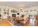 Bright living room with hardwood floors, a fireplace, built-in bookshelves, and french doors at 4421 Windwood Cir, Charlotte, NC 28226