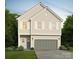 Charming two-story home with a gray garage door, complemented by white shutters and a well-manicured lawn at 5123 Izzo Ln, Charlotte, NC 28214