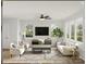 Comfortable living room area bathed in natural light and featuring a ceiling fan at 5128 Izzo Ln, Charlotte, NC 28214