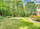 Spacious backyard with lush lawn and mature trees, offering privacy at 821 Lynnwood Farms Dr, Fort Mill, SC 29715