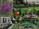 Collage of colorful flowerbeds and manicured landscaping surrounding the house at 821 Lynnwood Farms Dr, Fort Mill, SC 29715