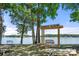 Serene lakeside setting with a swing and bench, perfect for enjoying tranquil views and peaceful moments at 111 Pine Grove Cir, Clover, SC 29710