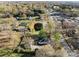 Overhead view of home with detached garage, fenced backyard, and leafy neighborhood at 1135 Old Charlotte Rd, Concord, NC 28027