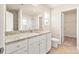 Bathroom with white cabinets, granite countertop, sink, and shower at 125 Lightning Dr, Shelby, NC 28152