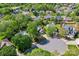 This aerial shot showcases a suburban neighborhood with mature trees and well-kept lawns at 1347 Eisenhower Nw Pl, Concord, NC 28027