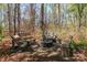 Cozy fire pit area with outdoor seating, nestled among the trees for relaxed outdoor enjoyment at 17109 Cabarrus Rd, Midland, NC 28107