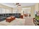 Cozy living room featuring a large sectional sofa, carpeted floors, and a clear view of the dining room at 1965 Charlotte Hwy # 401, Mooresville, NC 28115